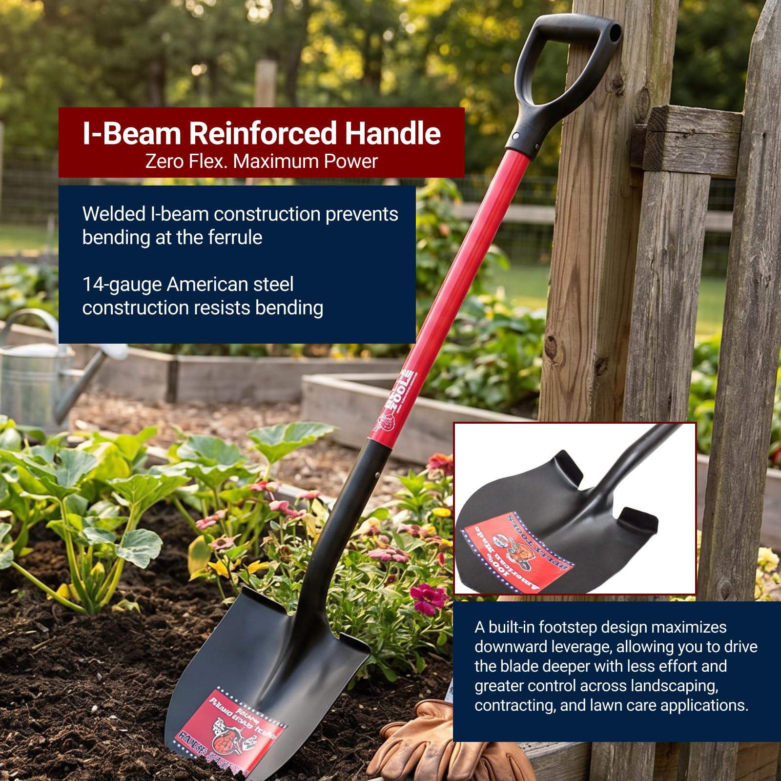Amazon.com : Bully Tools 14-Gauge Round Point Spade Shovel with D